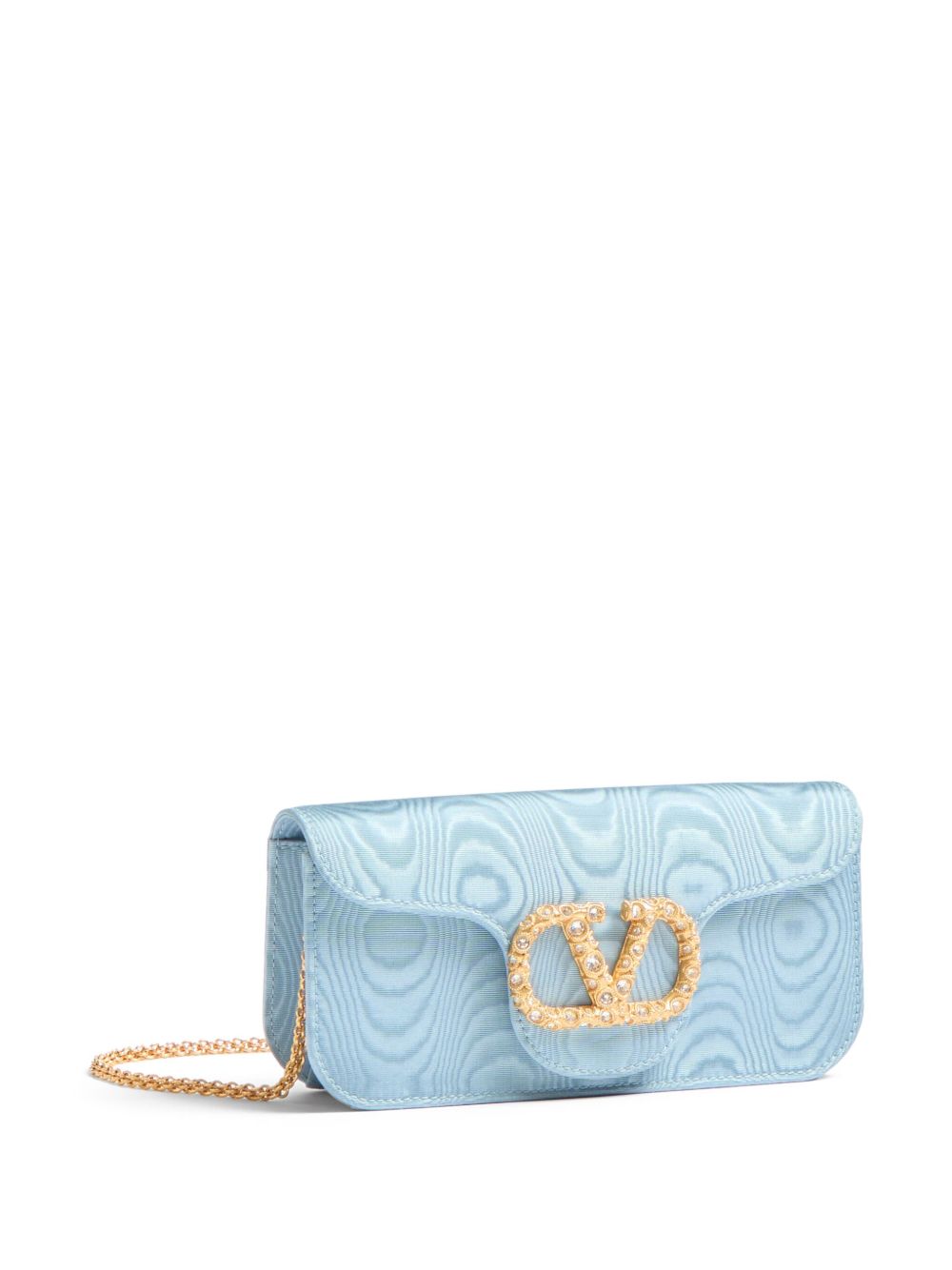 Valentino Garavani Locò Moiré Fabric Clutch with Jewel Logo Glam Steals