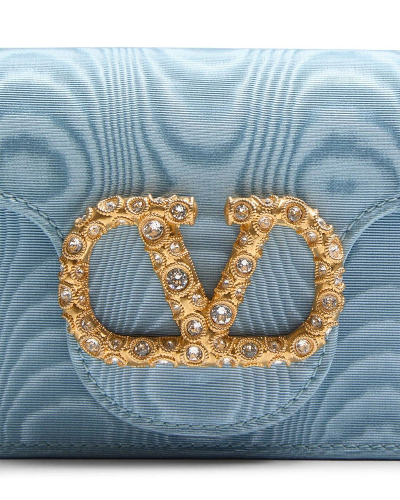 Valentino Garavani Locò Moiré Fabric Clutch with Jewel Logo Glam Steals