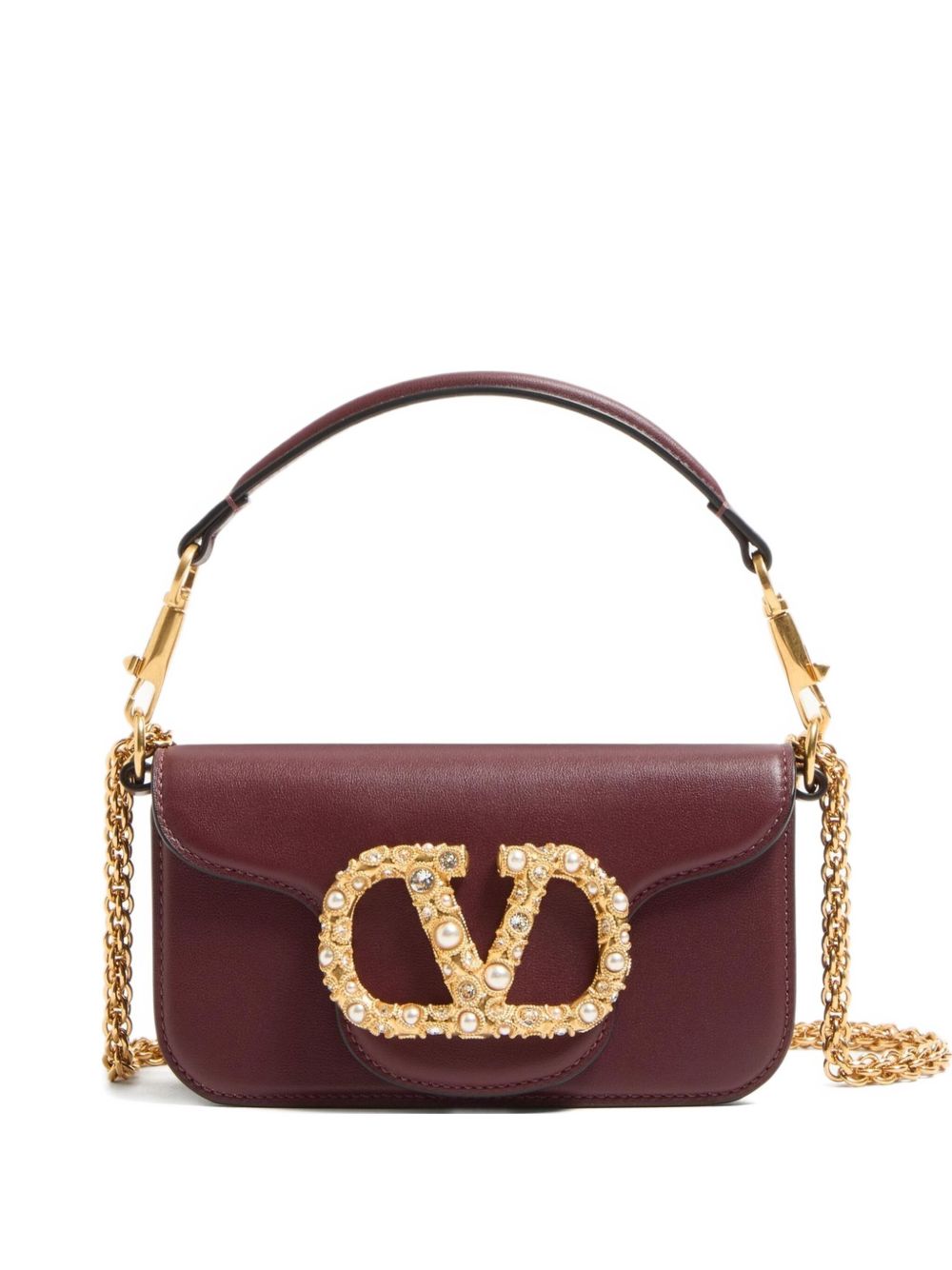 Valentino Garavani Locò Small Shoulder Bag in Calfskin with Jewel Logo Glam Steals
