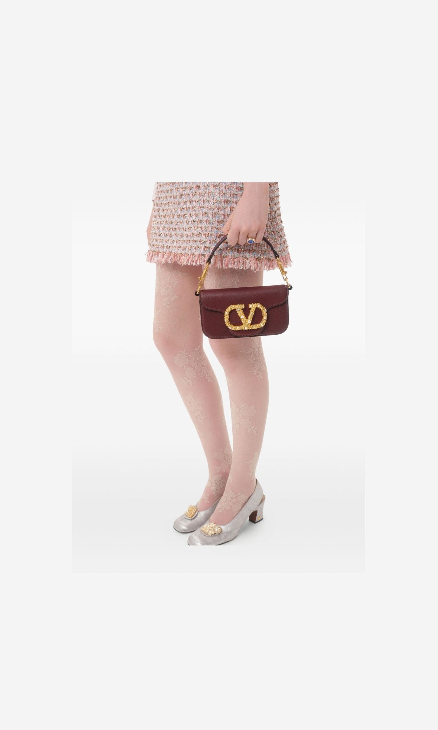 Valentino Garavani Locò Small Shoulder Bag in Calfskin with Jewel Logo Glam Steals