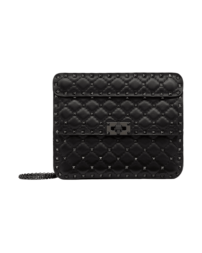 Valentino Garavani Black Nappa Leather Medium Rockstudt Spike Bag Glam Steals