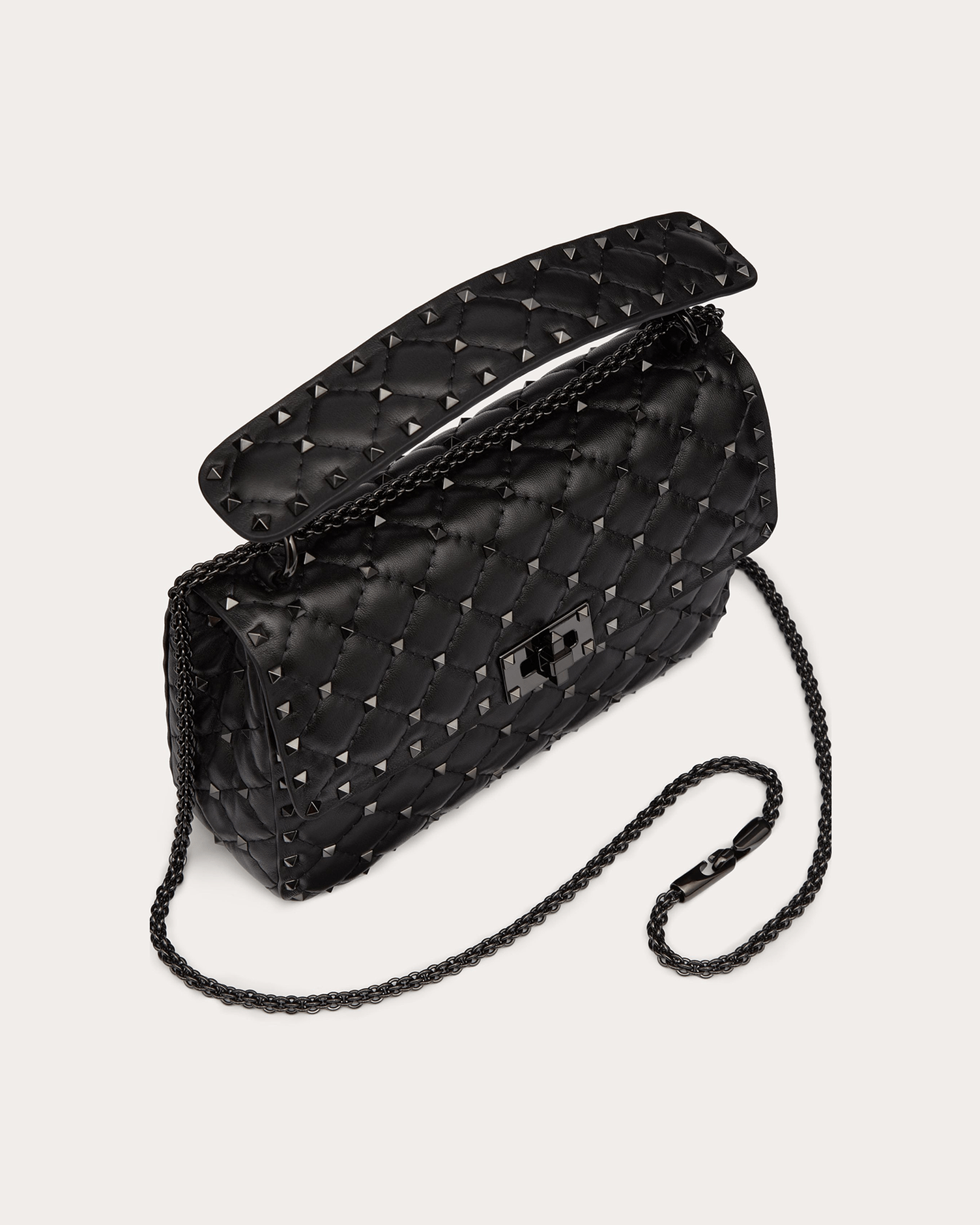 Valentino Garavani Nappa Leather Medium Rockstudt Spike Black Bag Glam Steals
