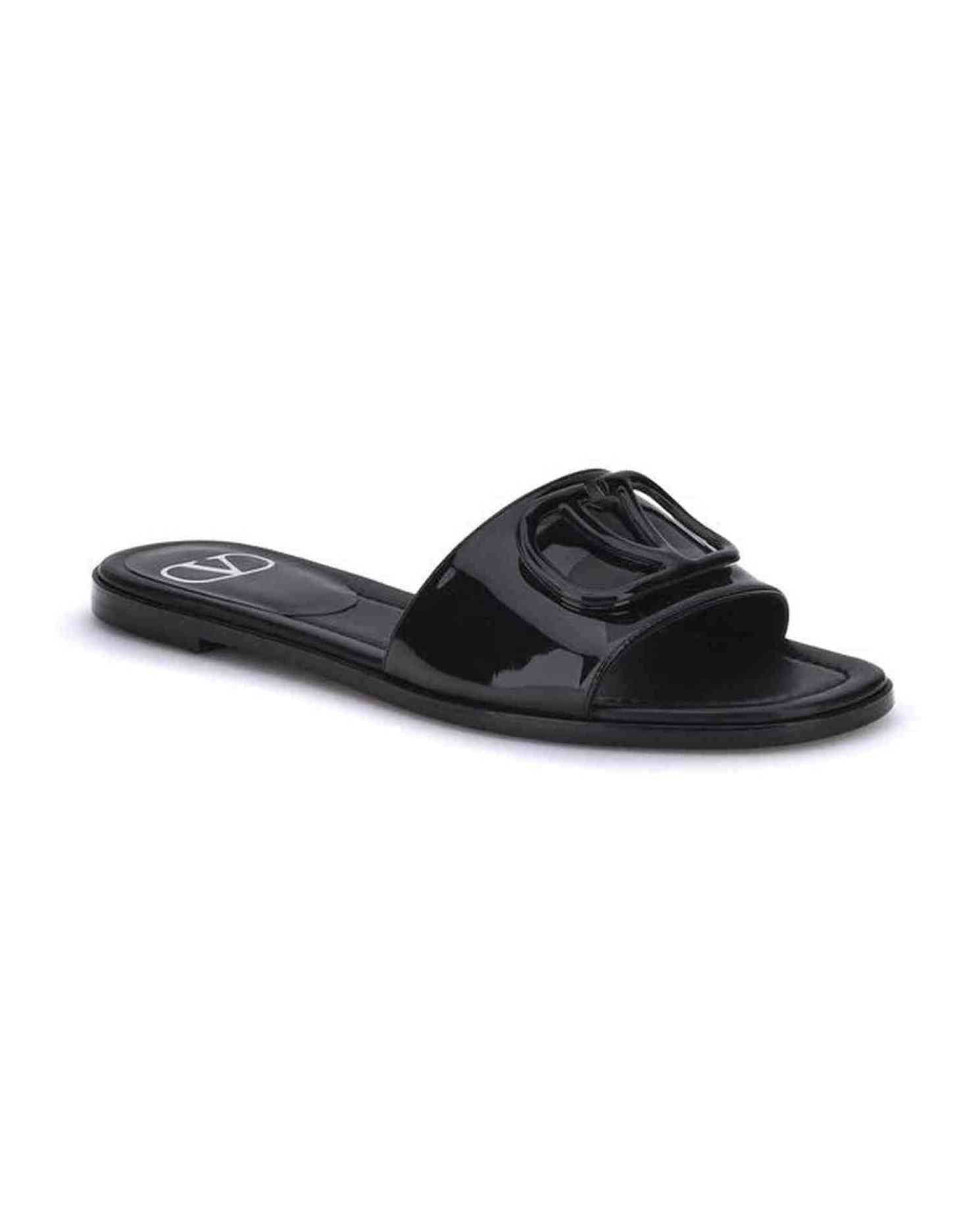 Valentino Garavani Patent Leathe Vlogo Slide Sandals Glam Steals