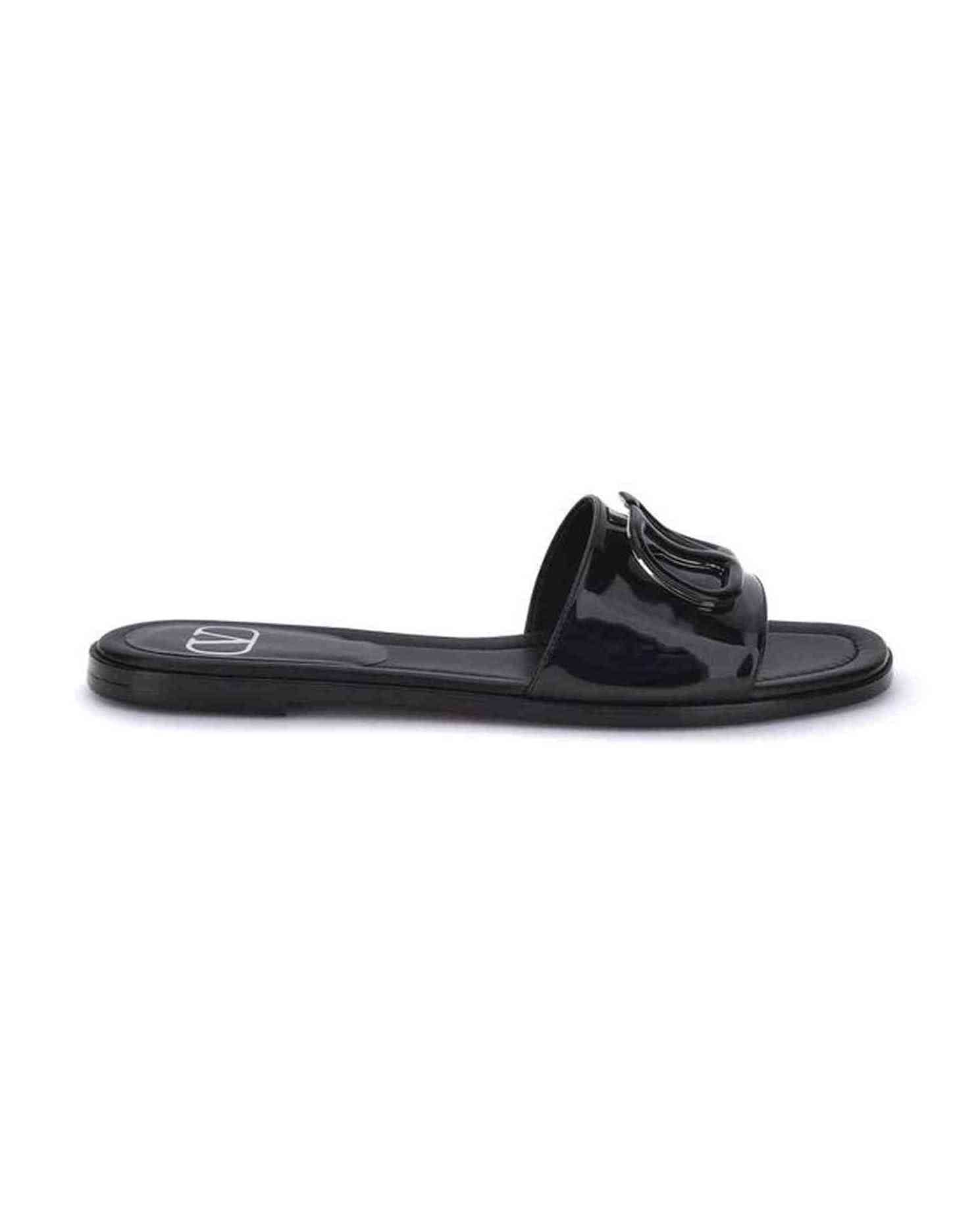 Valentino Garavani Patent Leathe Vlogo Slide Sandals Glam Steals