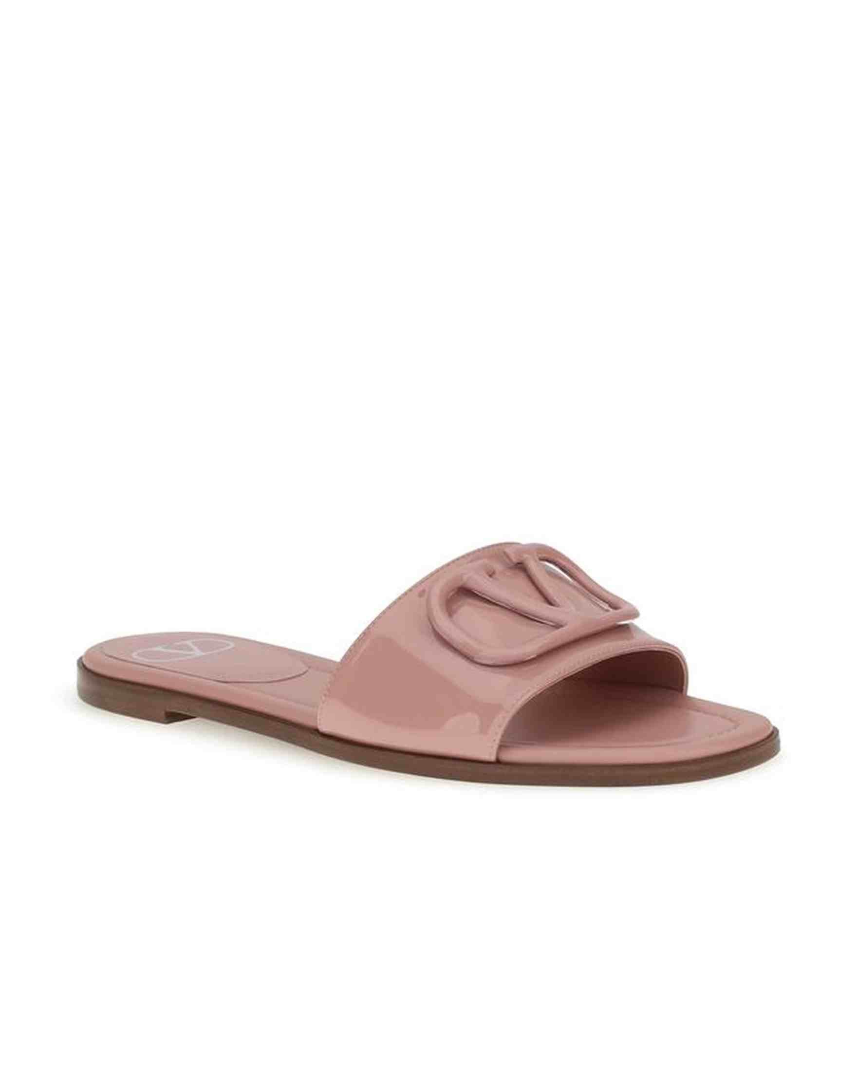 Valentino Garavani Patent Leathe Vlogo Slide Sandals Glam Steals