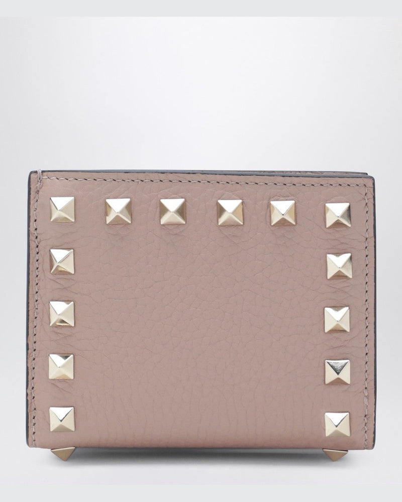 Valentino Garavani Pink Leather Rockstud Blush Grained Wallet Glam Steals
