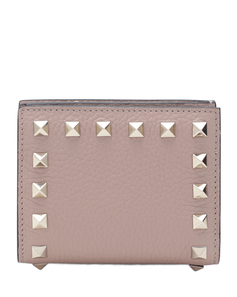 Valentino Garavani Pink Leather Rockstud Blush Grained Wallet Glam Steals