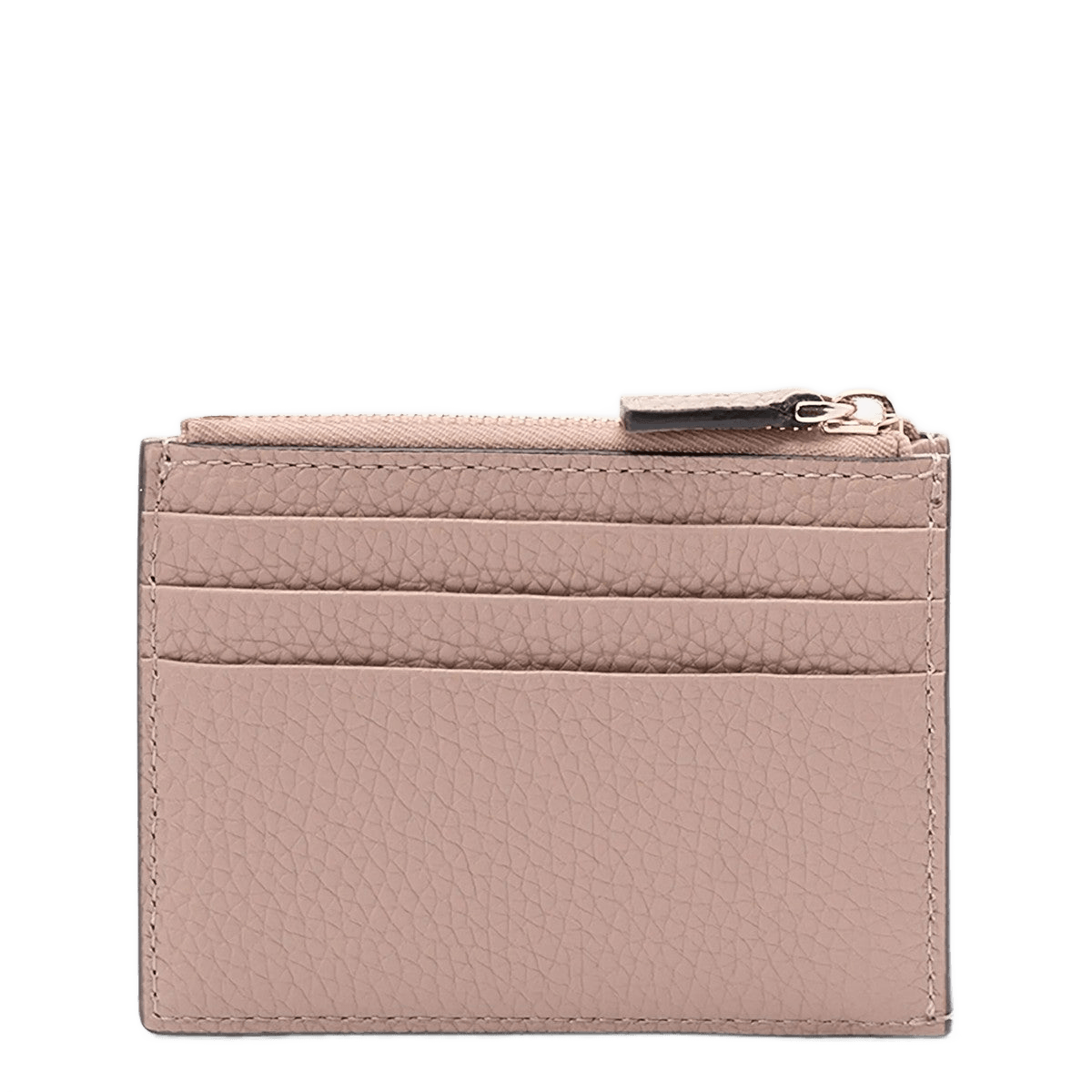 Valentino Garavani Pink Leather Rockstud Zipped Card Holder in Powder Glam Steals