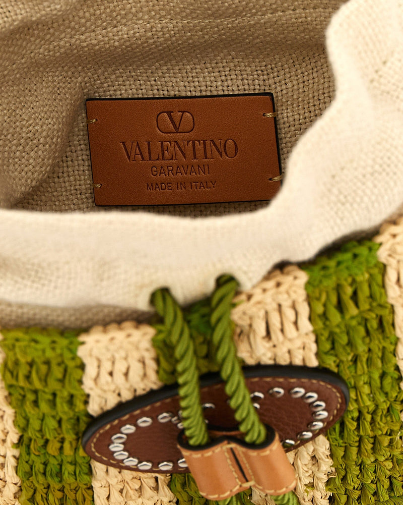 Valentino Garavani Raffia Small Bucket Bag Glam Steals