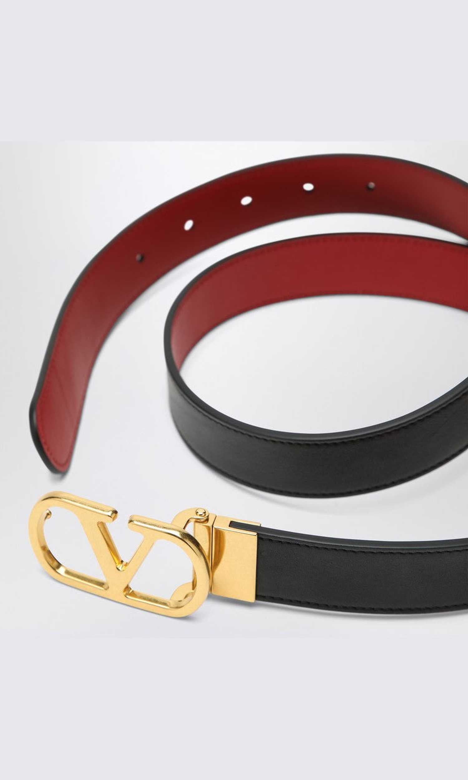 Valentino Garavani Reversible Vlogo Signature Belt in Black/red Glam Steals