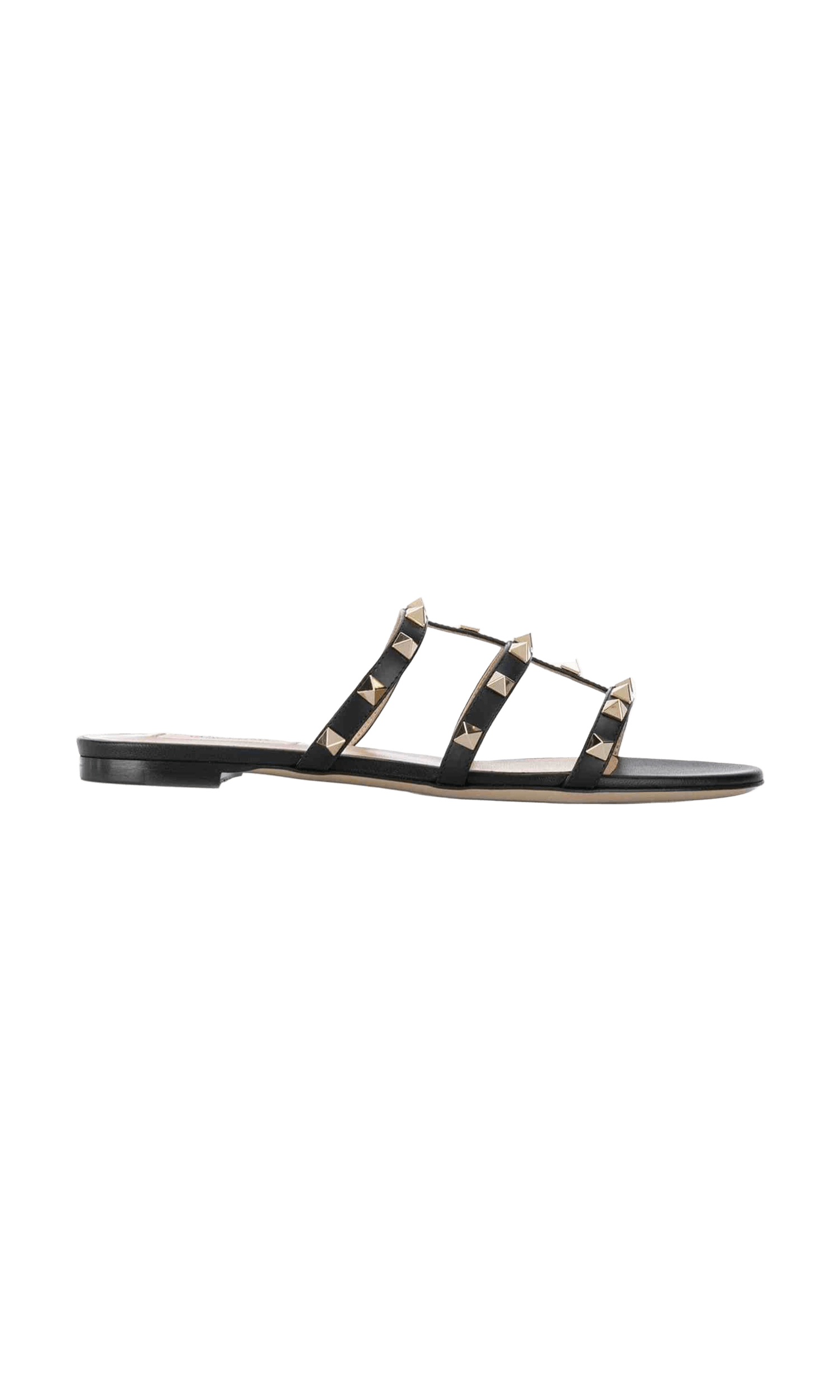 Valentino Garavani Rockstud Low Slide Sandals in Calfskin Glam Steals