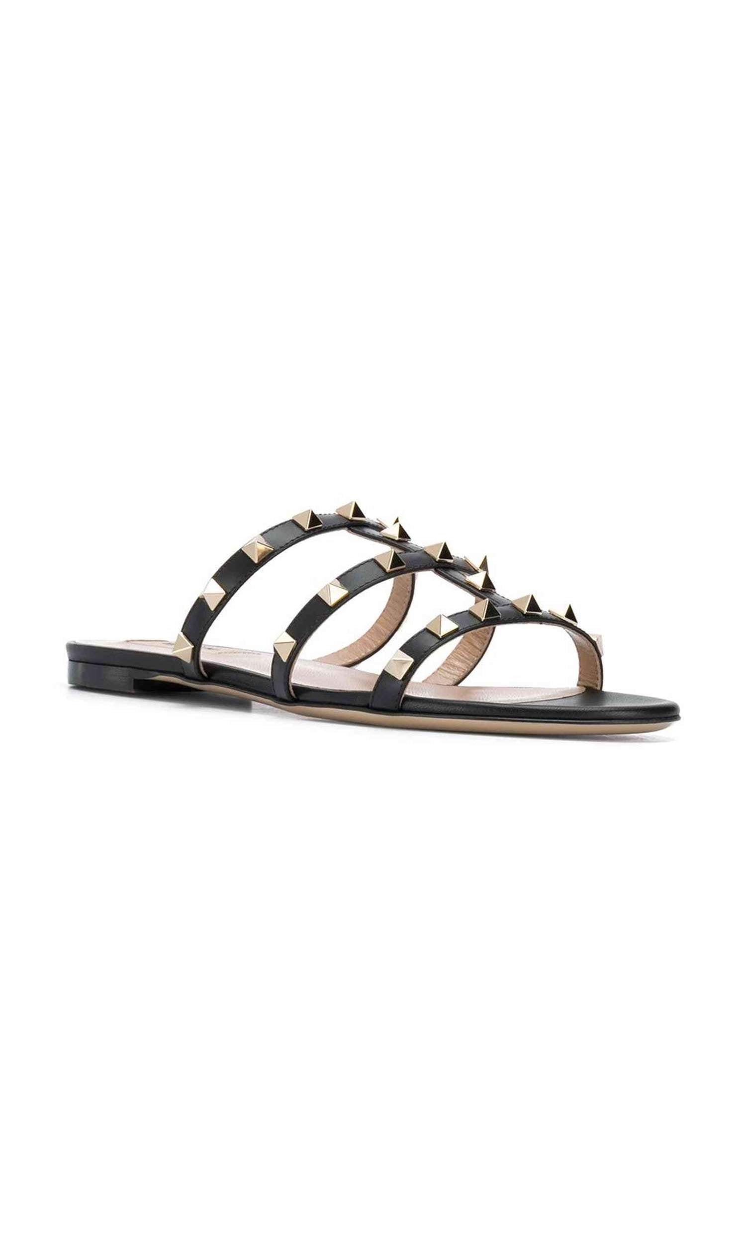 Valentino Garavani Rockstud Low Slide Sandals in Calfskin Glam Steals