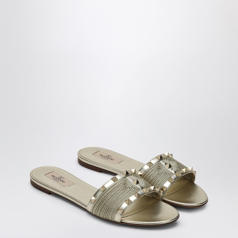 Valentino Garavani Roman Stud Sandals in Platinum Colour Glam Steals