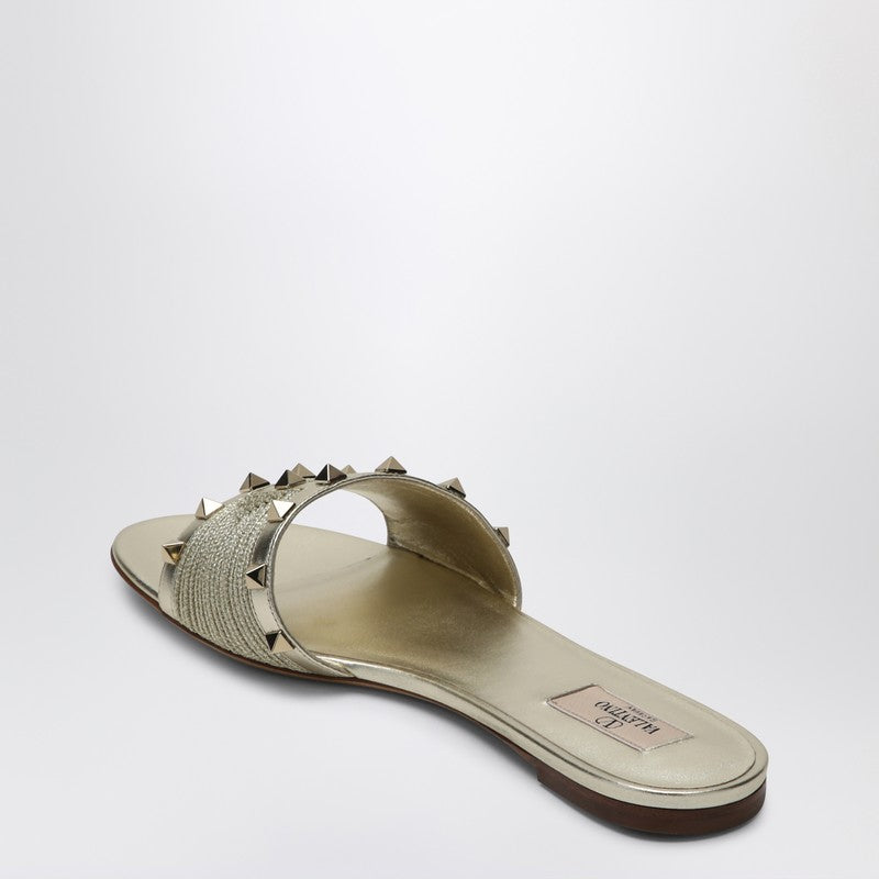 Valentino Garavani Roman Stud Sandals in Platinum Colour Glam Steals
