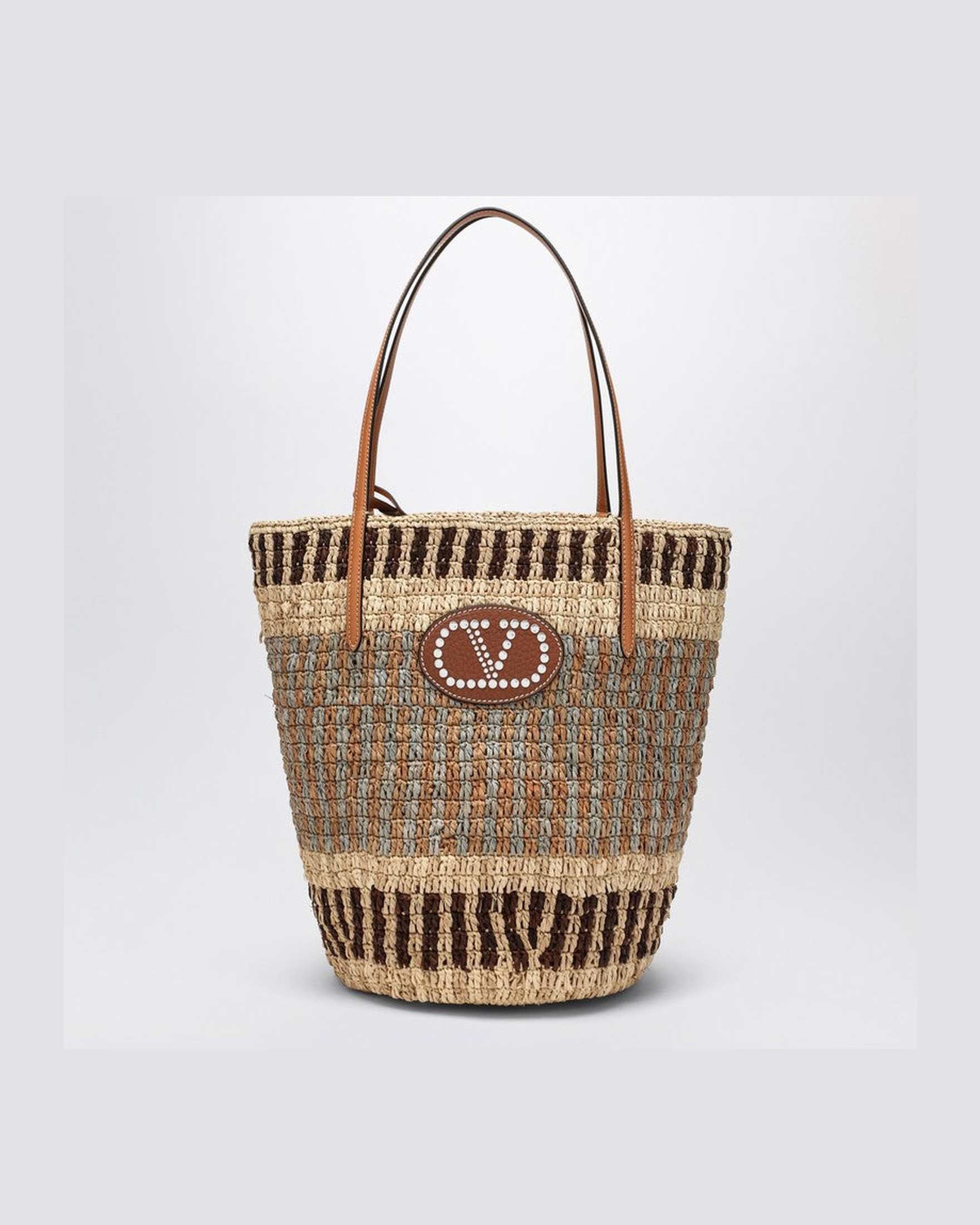 Valentino Garavani Shopping Bag Vlogo Signature in Multicolored Raffia Glam Steals