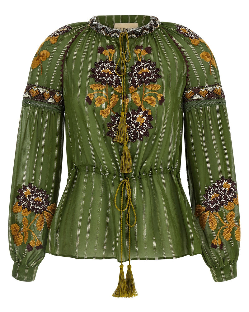 Valentino Garavani Silk Embroidered Lurex Shirt Glam Steals