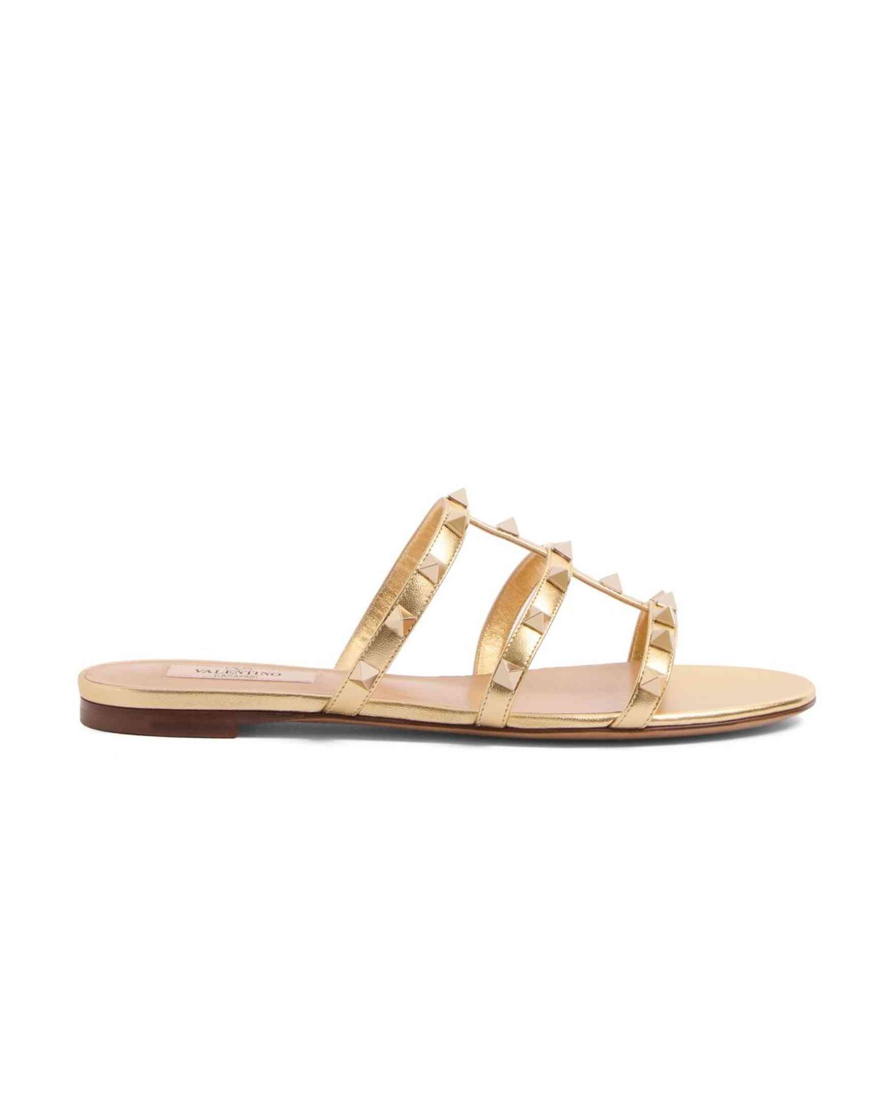 Valentino Garavani Slide Rockstud Sandals in Laminated Nappa Glam Steals