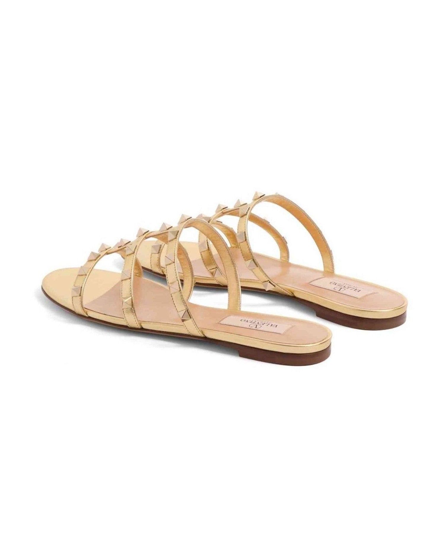 Valentino Garavani Slide Rockstud Sandals in Laminated Nappa Glam Steals