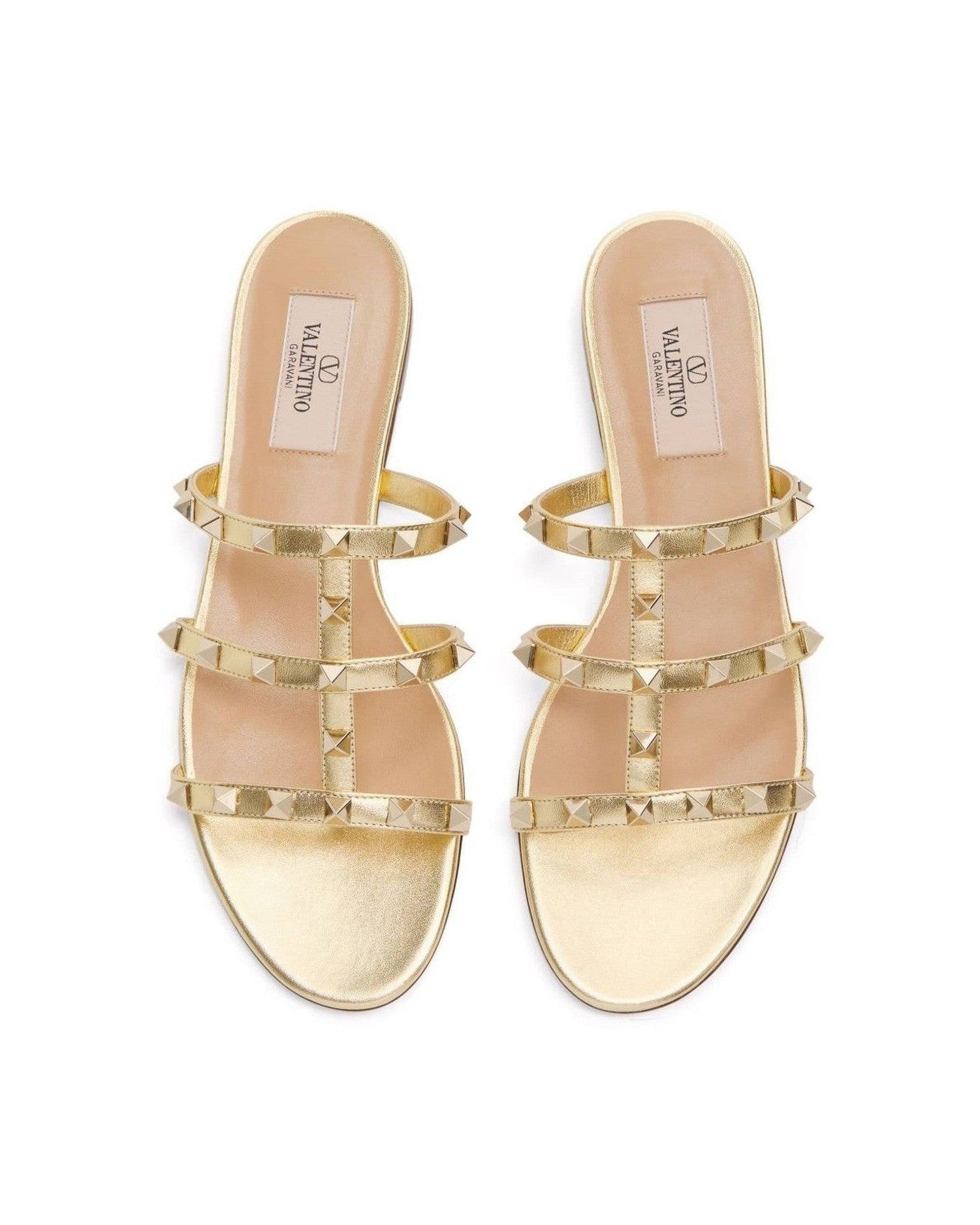 Valentino Garavani Slide Rockstud Sandals in Laminated Nappa Glam Steals