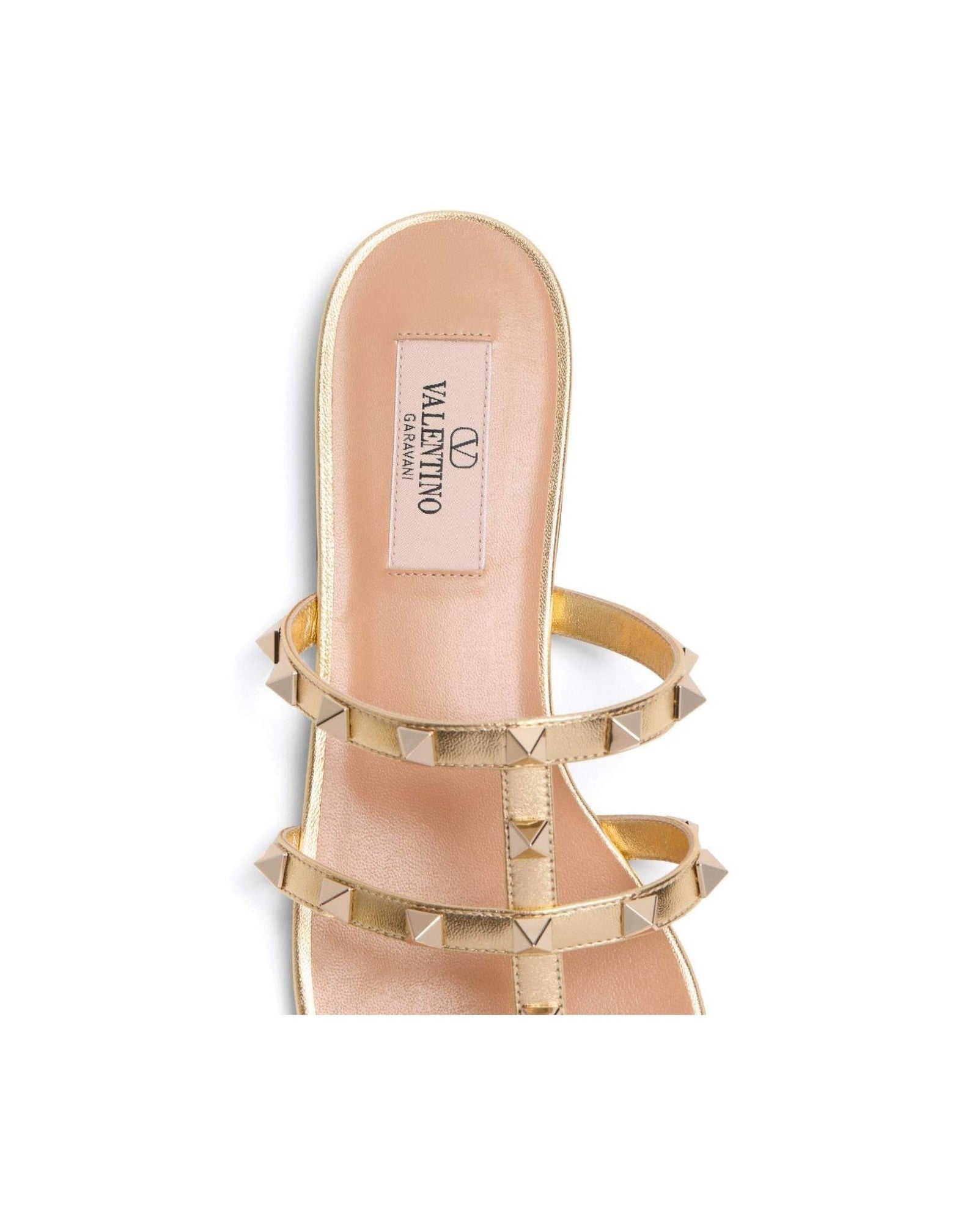 Valentino Garavani Slide Rockstud Sandals in Laminated Nappa Glam Steals