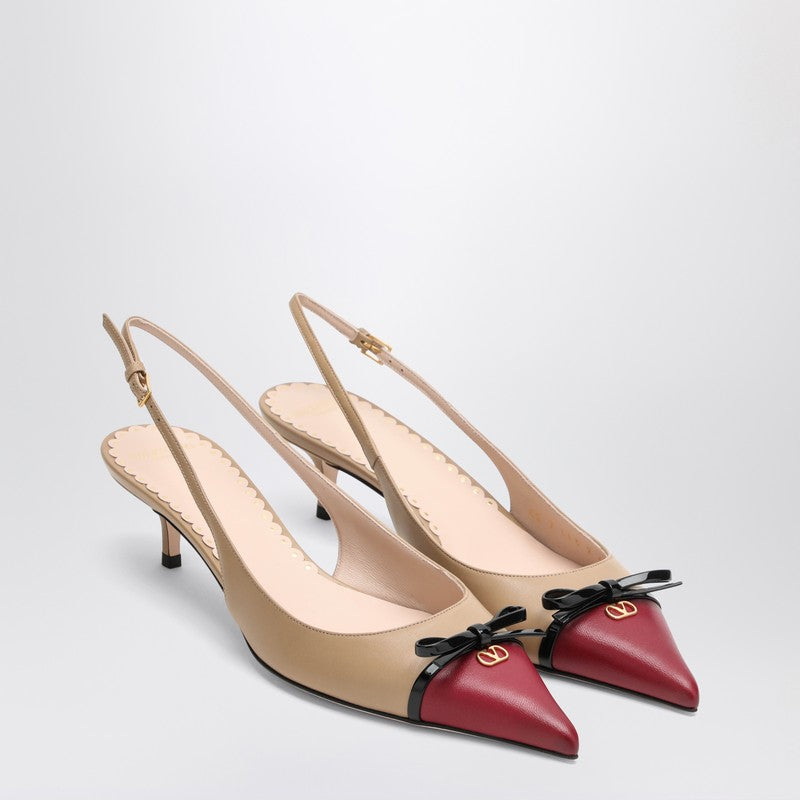 Valentino Garavani Slingback Bepointy 60mm Beige/bordeaux Glam Steals