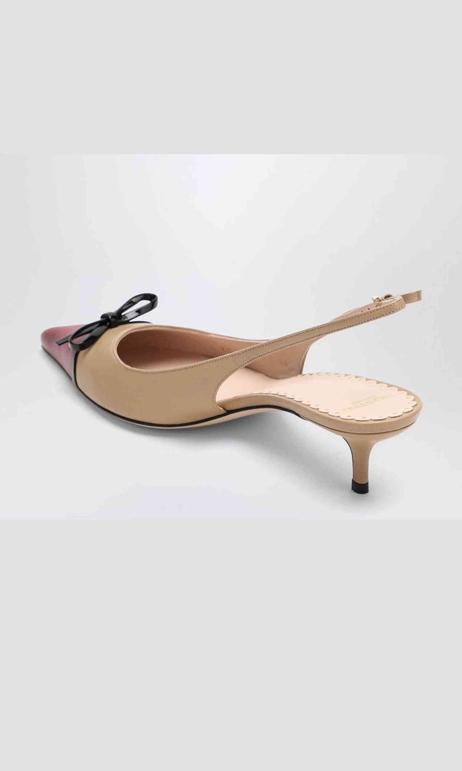 Valentino Garavani Slingback Bepointy 60mm Beige/bordeaux Glam Steals