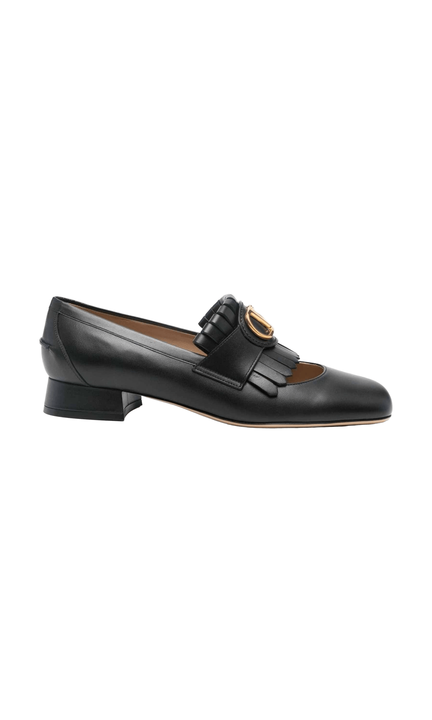 Valentino Garavani Vlogo Signature Calfskin Fringe Sabot Moccasin 25mm Glam Steals
