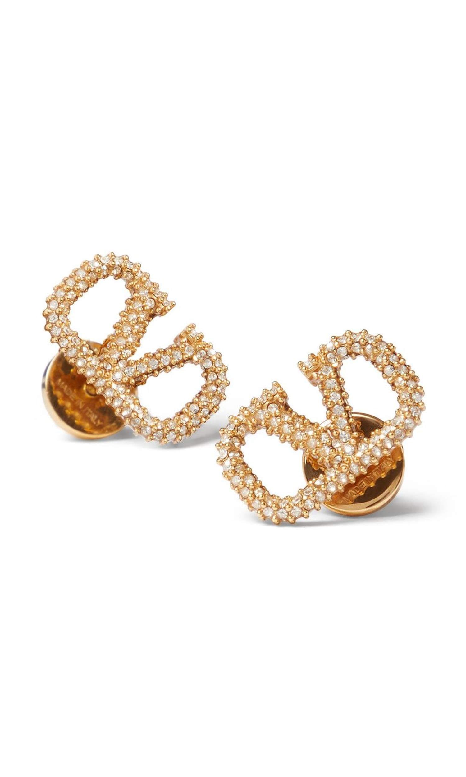Valentino Garavani Vlogo Signature Crystal Embellished Earrings Glam Steals