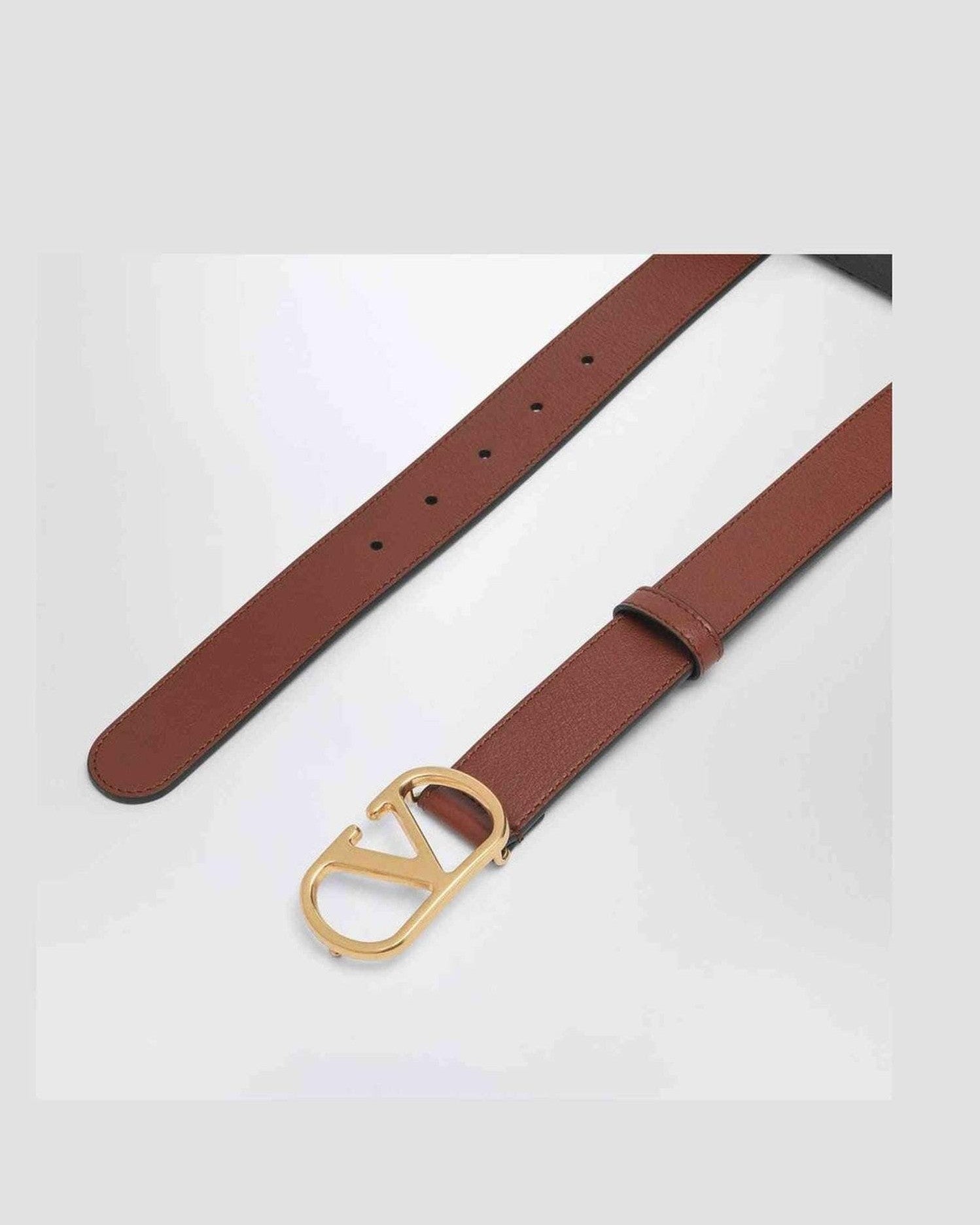 Valentino Garavani Vlogo Signature Deep Caramel Belt Glam Steals