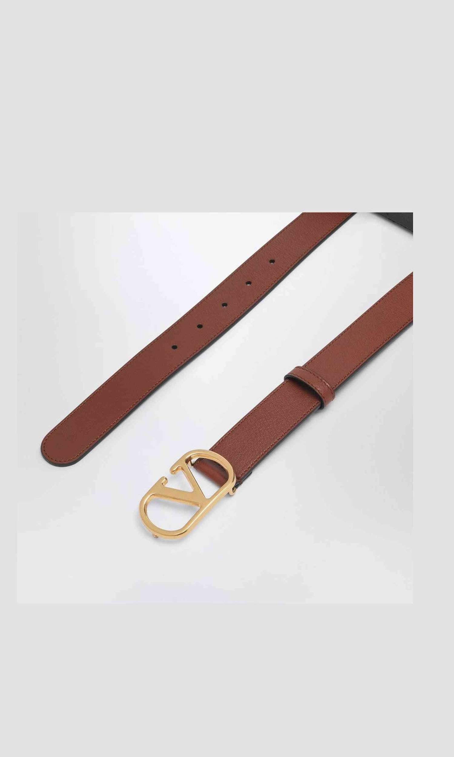 Valentino Garavani Vlogo Signature Deep Caramel Belt Glam Steals