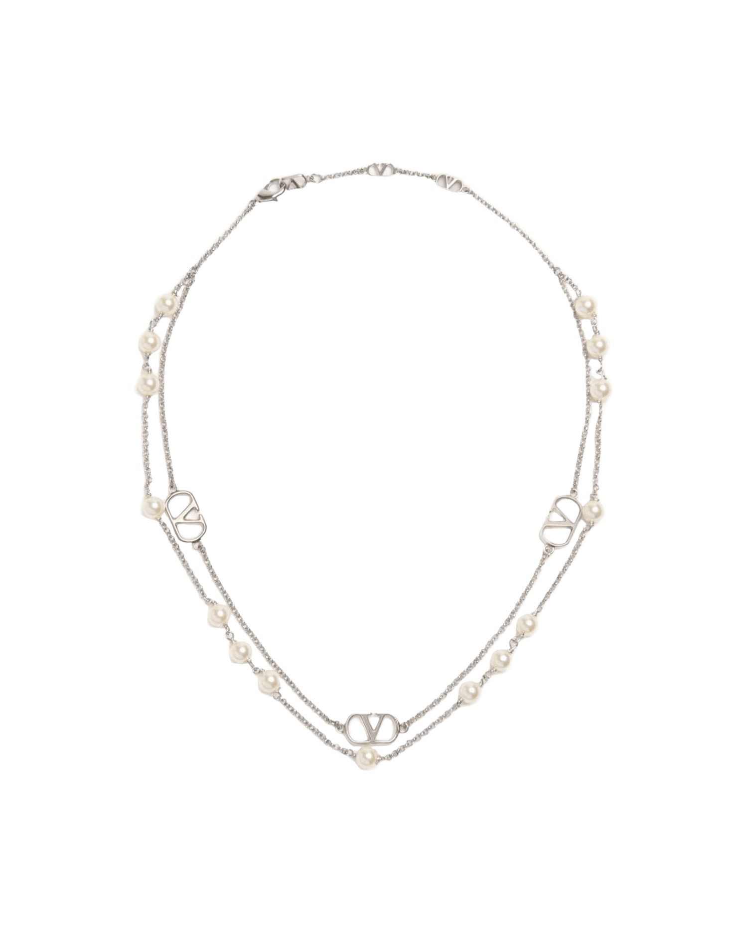 Valentino Garavani Vlogo Signature Metal Necklace With Swarovski Pearls Glam Steals