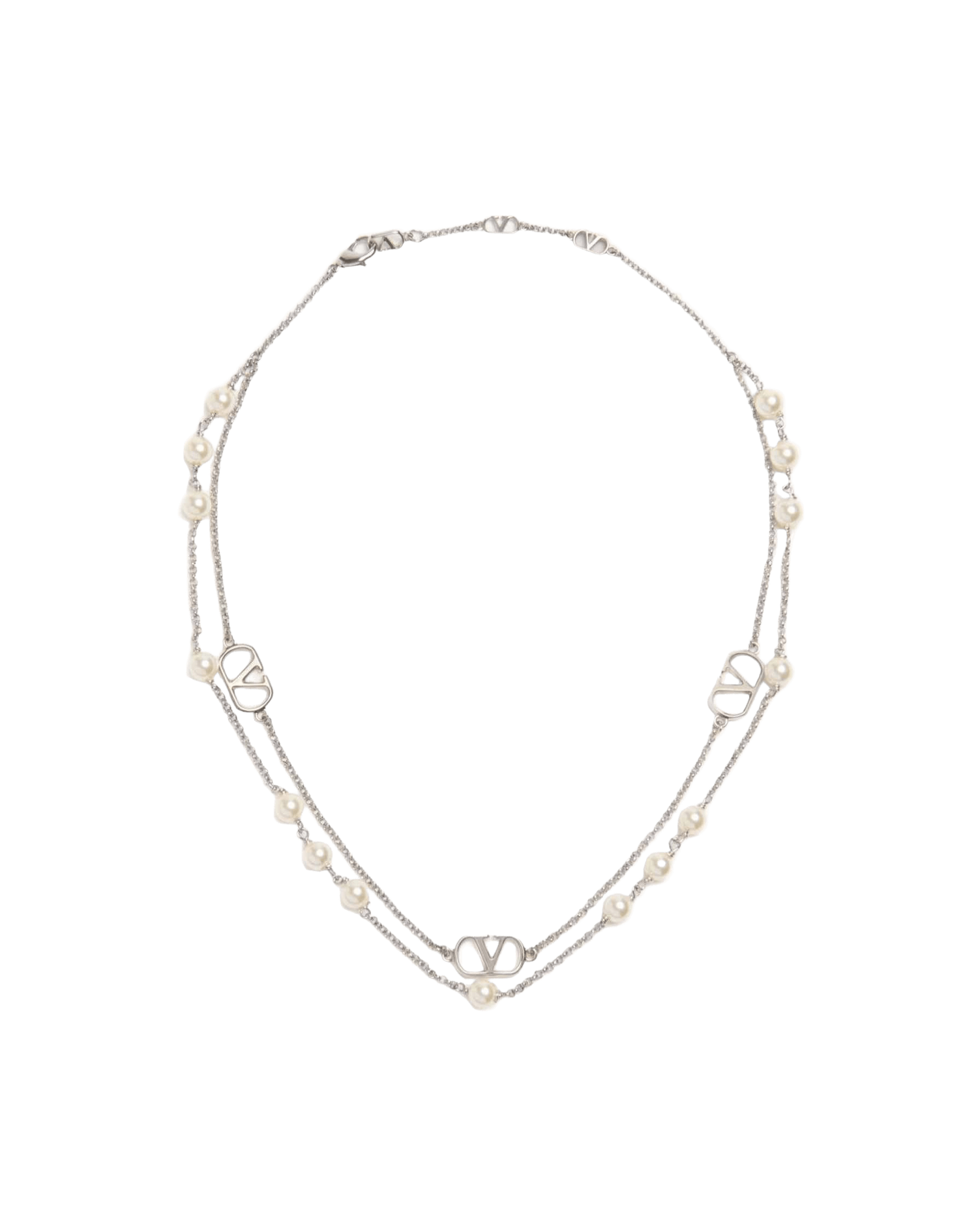 Valentino Garavani Vlogo Signature Metal Necklace With Swarovski Pearls Glam Steals