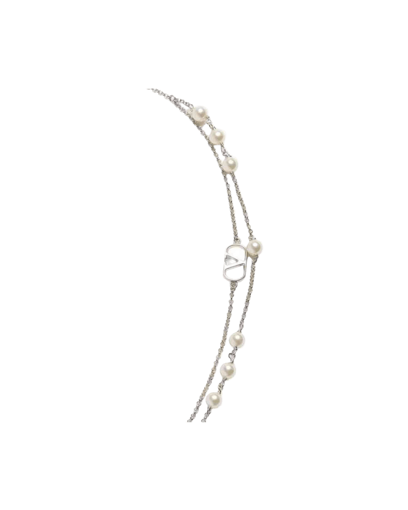 Valentino Garavani Vlogo Signature Metal Necklace With Swarovski Pearls Glam Steals