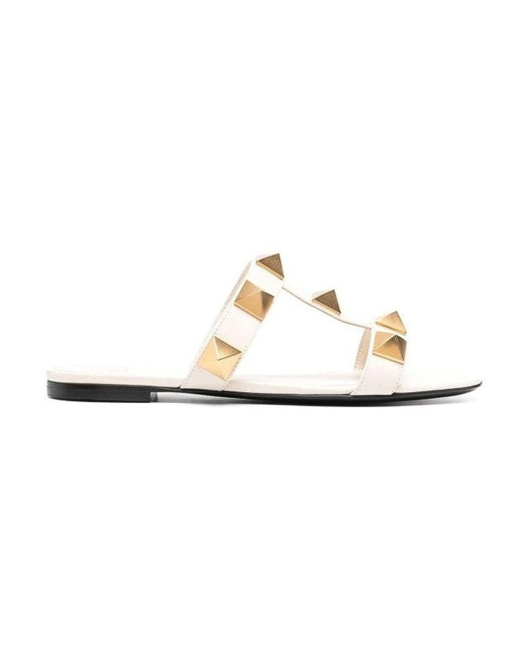 Valentino Garavani White Calfskin Flat Sandals