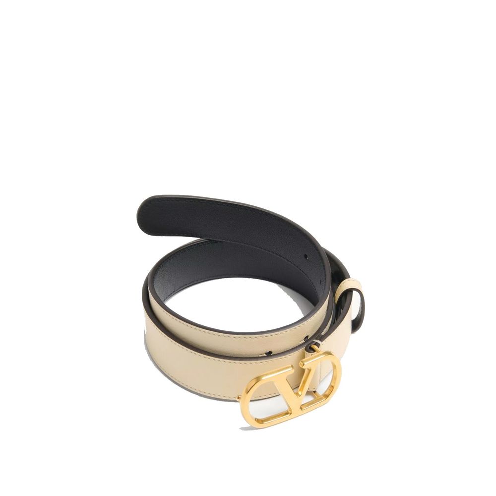 Valentino Garavani White Calfskin Regular Belt Glam Steals