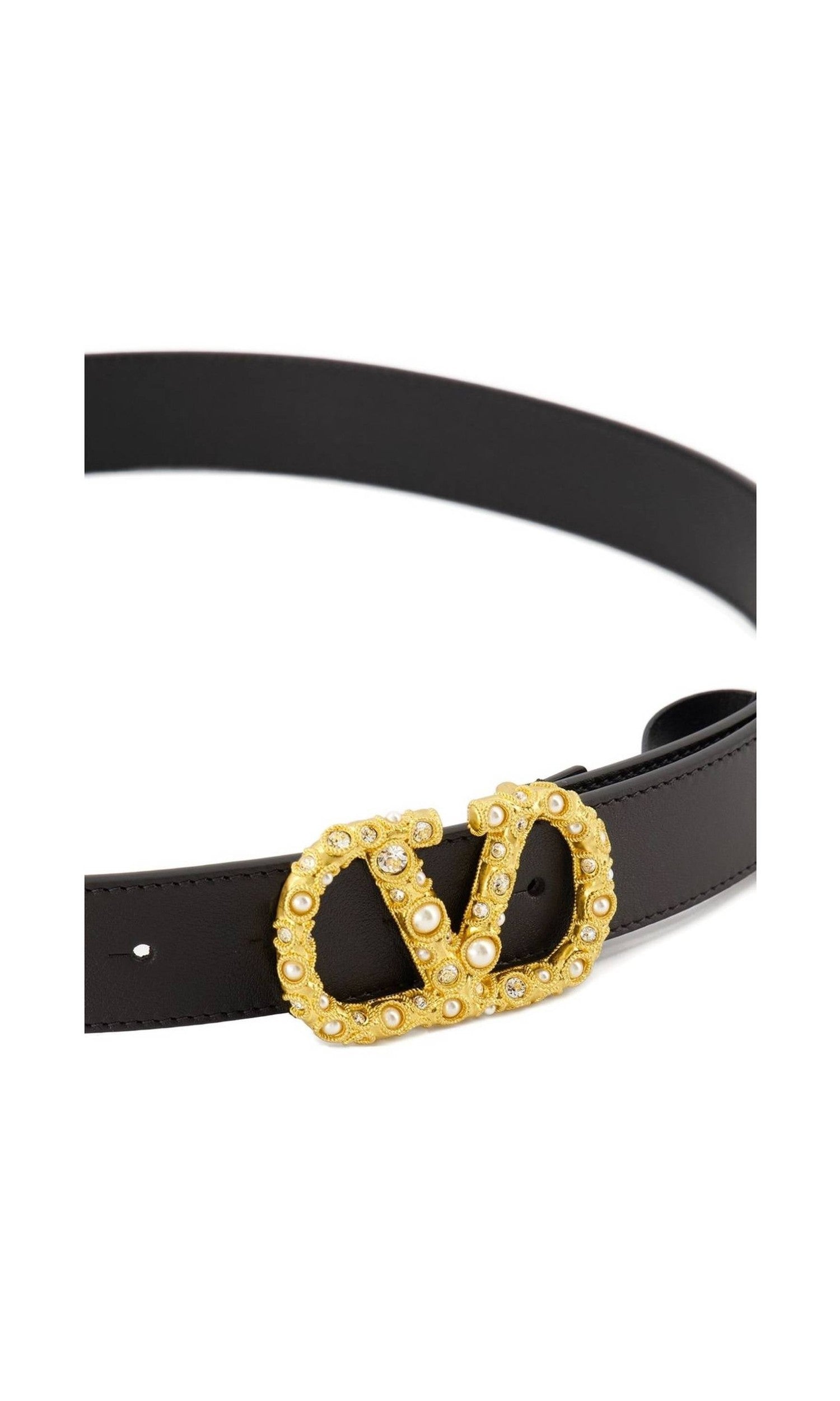 Valentino Leather Garavani Crystal Embellishment Vlogo Signature Belt Glam Steals