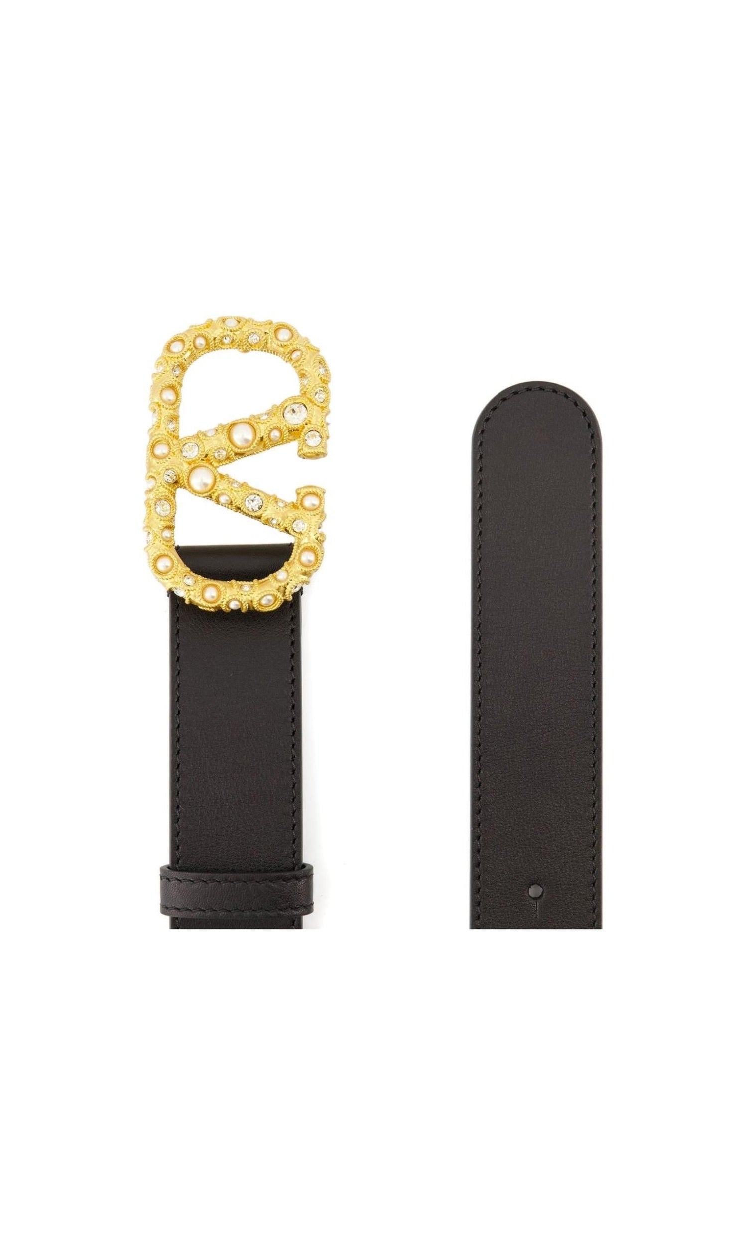 Valentino Leather Garavani Crystal Embellishment Vlogo Signature Belt Glam Steals