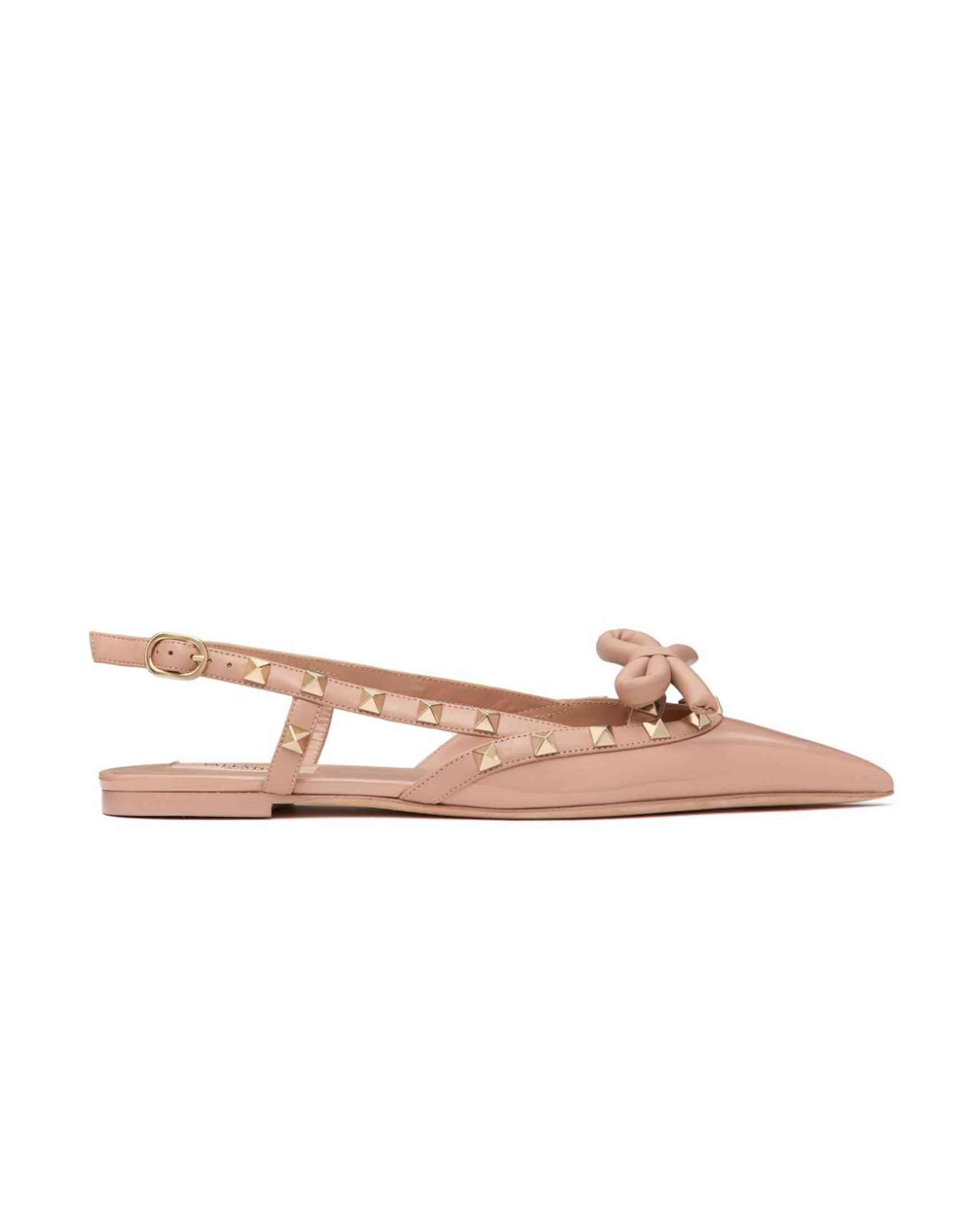 Valentino Leather Garavani Rockstud Bow Slingback Ballerina in Patent Glam Steals