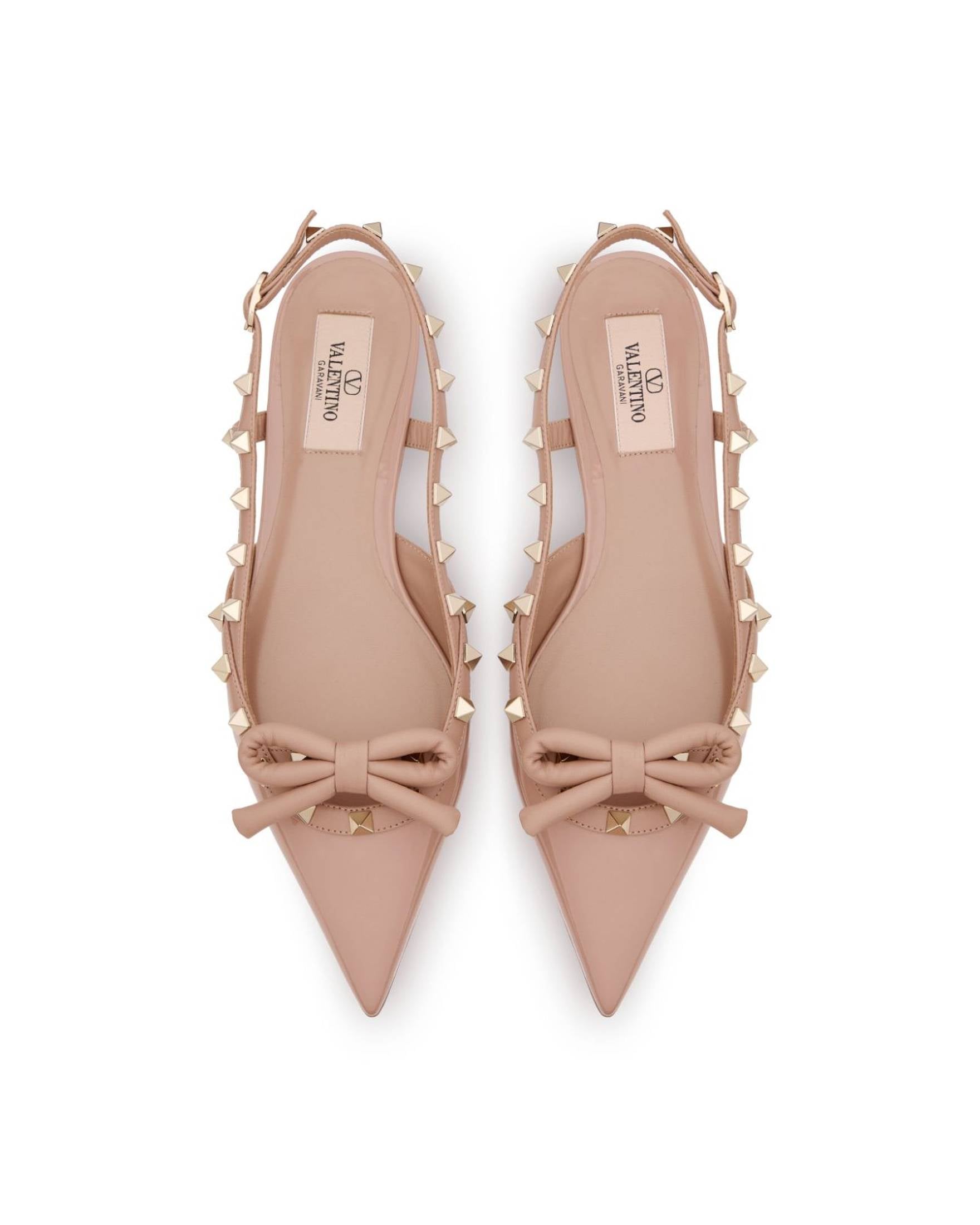 Valentino Leather Garavani Rockstud Bow Slingback Ballerina in Patent Glam Steals