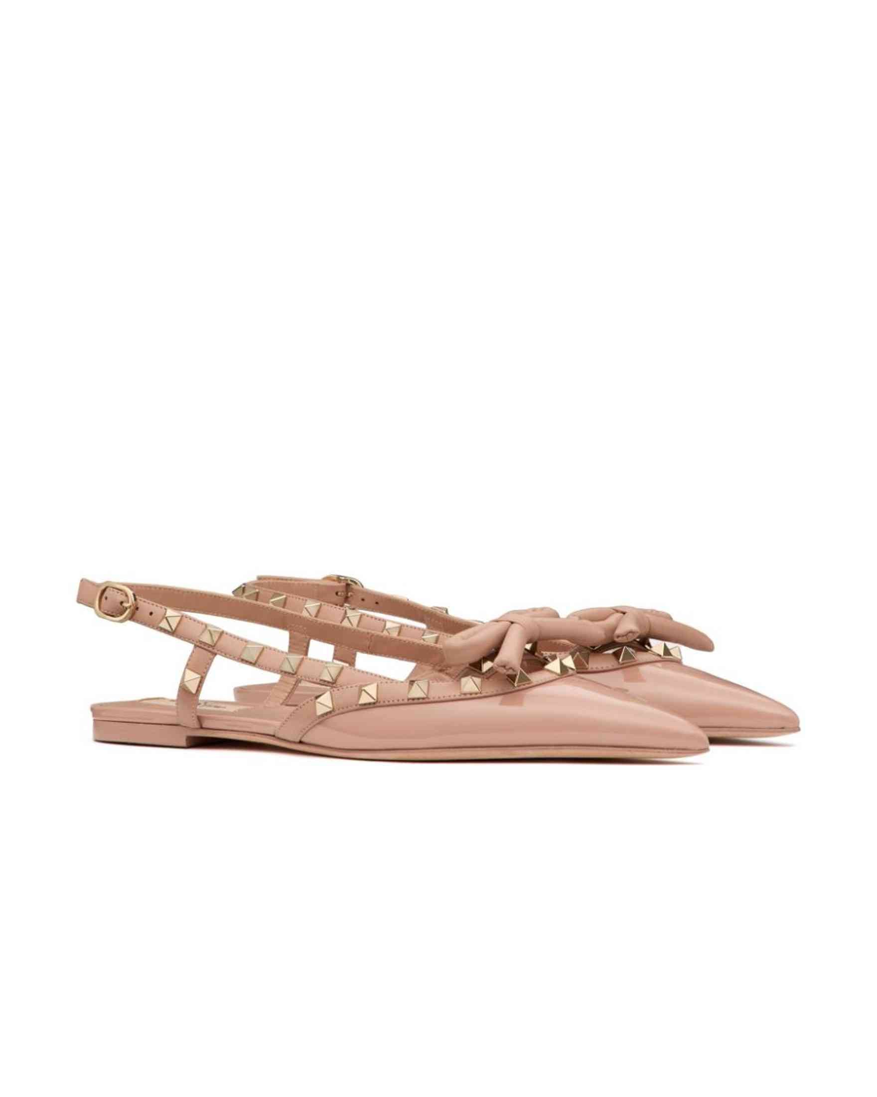 Valentino Leather Garavani Rockstud Bow Slingback Ballerina in Patent Glam Steals