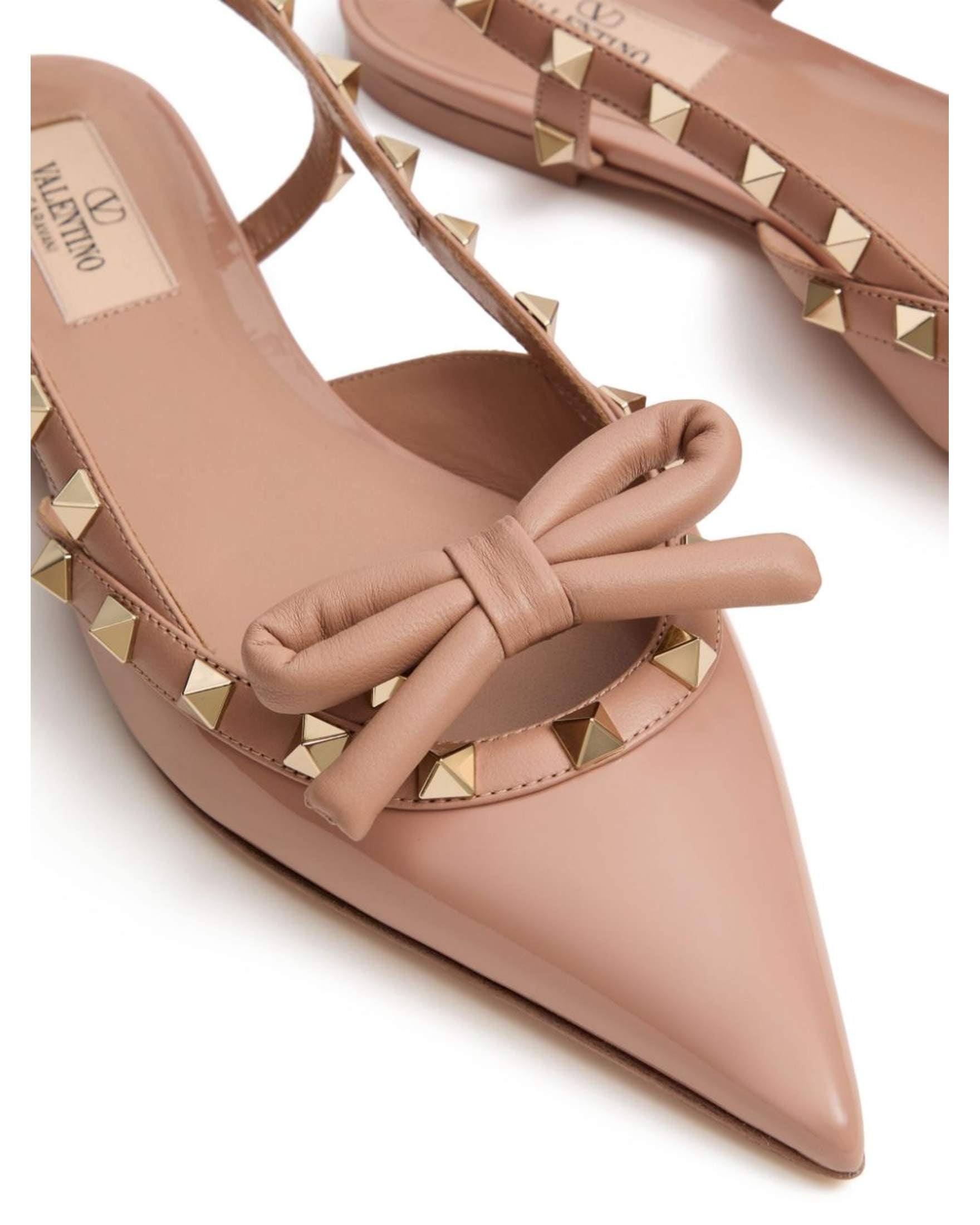 Valentino Leather Garavani Rockstud Bow Slingback Ballerina in Patent Glam Steals