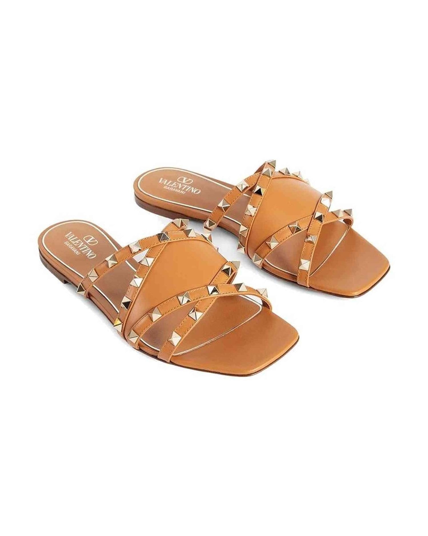 Valentino Leather Garavani Rockstud Flat Sandals Glam Steals