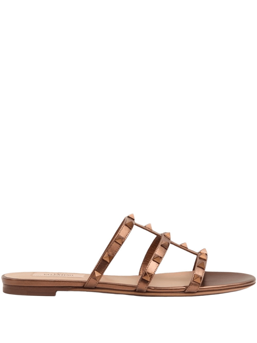 Valentino Leather Garavani Rockstud Low Slide Sandals in Laminated Nappa Glam Steals