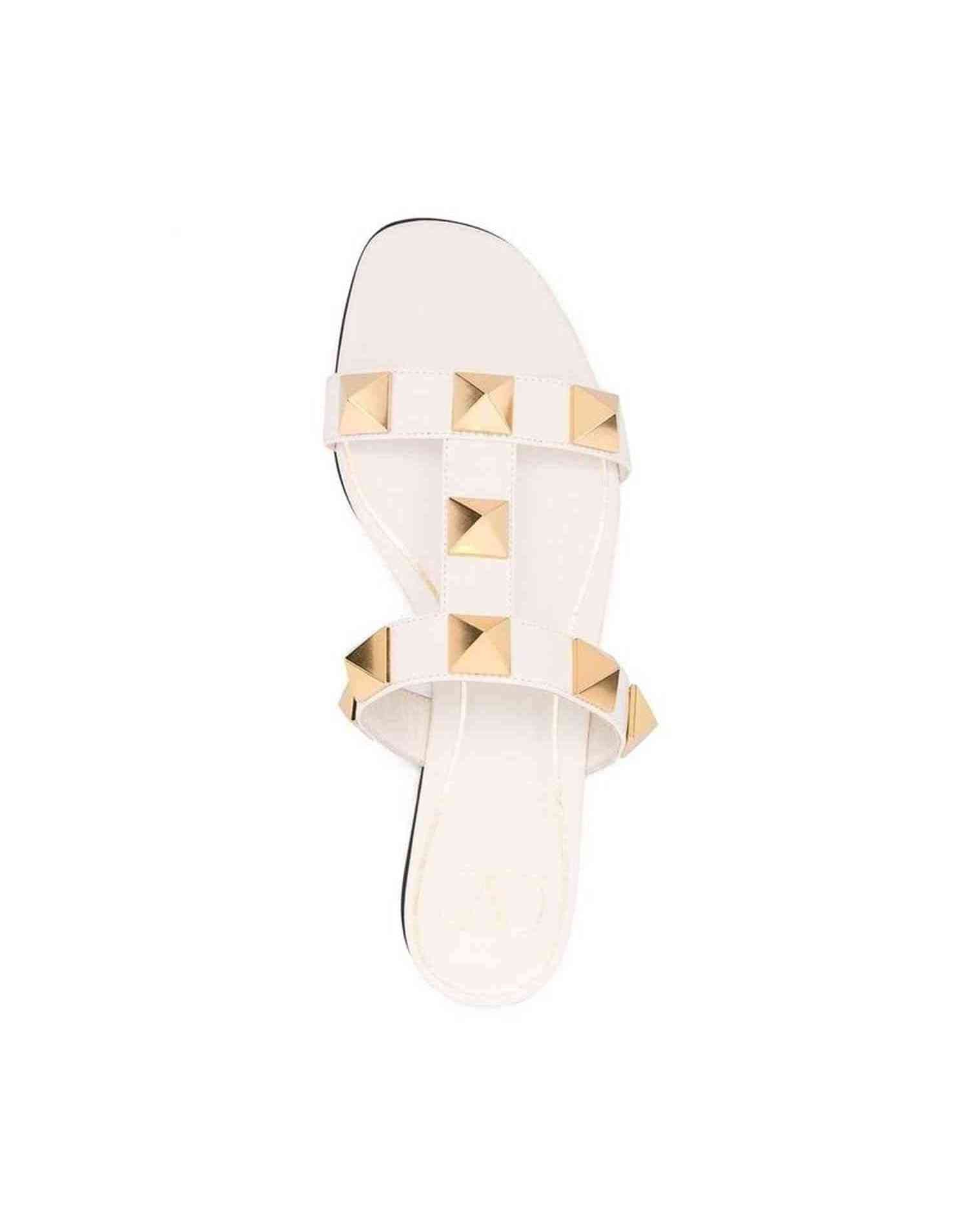 Valentino Leather Garavani Roman Stud Flat Sandals Glam Steals