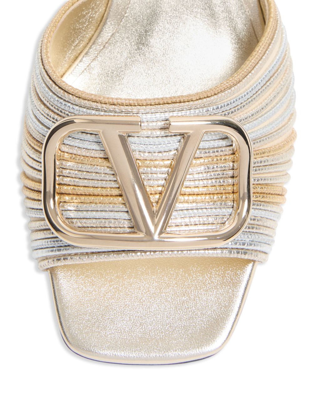 Valentino Metallic Garavani Vlogo Signature Slide Sandals with Cornely Embroidery 60mm Glam Steals