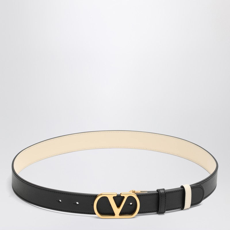 Valentino White Garavani Reversible Vlogo Signature Belt in Black/butter Glam Steals