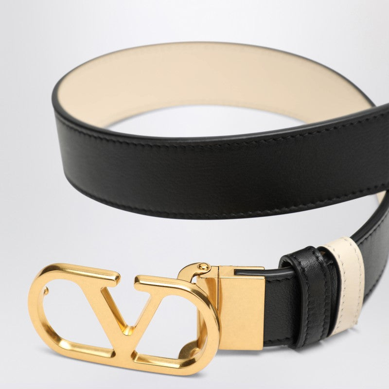 Valentino White Garavani Reversible Vlogo Signature Belt in Black/butter Glam Steals