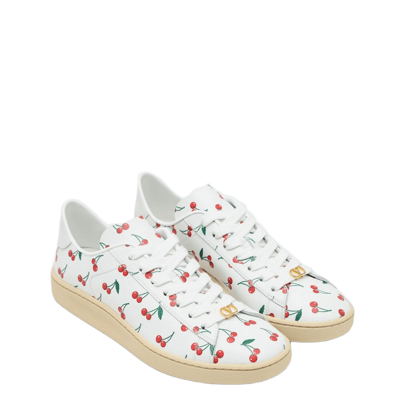Valentino White Garavani Royco Sneaker with Cherryfic Pattern Glam Steals