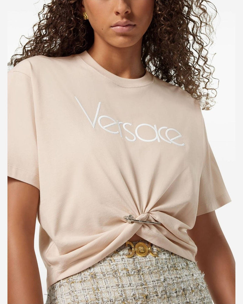 Versace 1978 Re Edition Logo Safety Pin Short T-shirt Glam Steals
