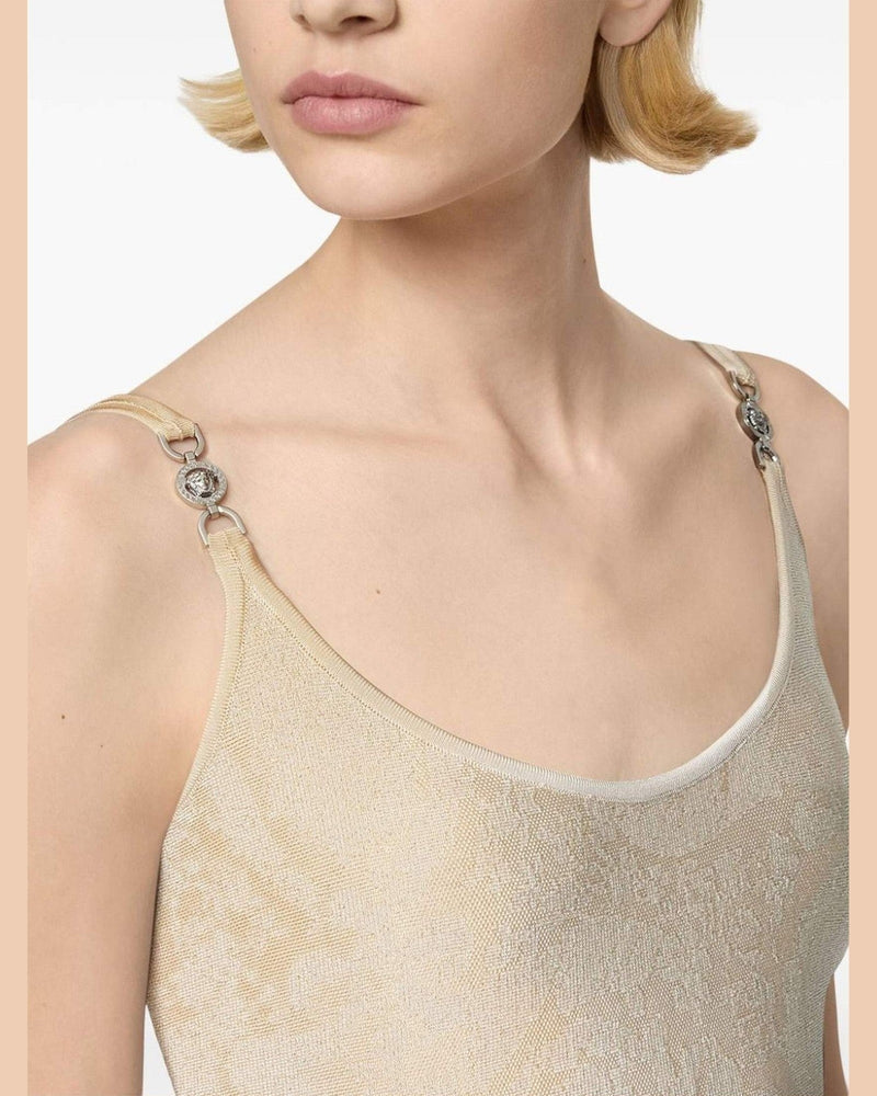 Versace Barocco Jacquard Flared Mini Dress Glam Steals